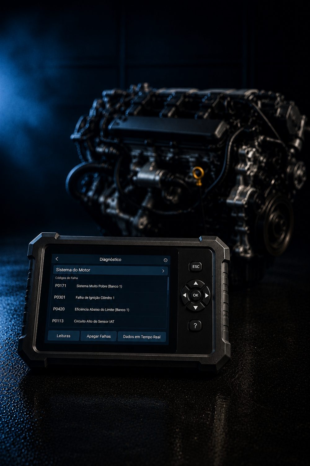 Scanner de diagnóstico Bosch conectado a um motor